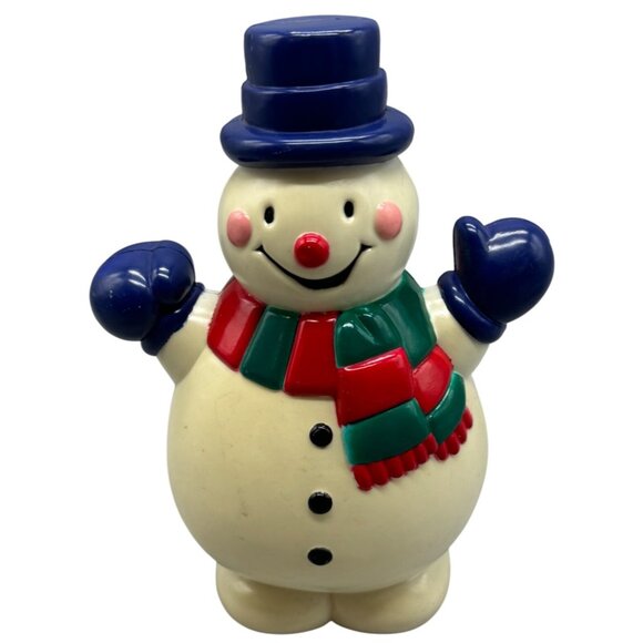 VTG Snowman BLOW MOLD Plastic Light COVERS 8" Blue Hat/Gloves No Light READ - Picture 1 of 7